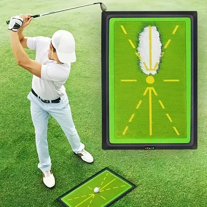 Golf Swing Training Mat with Ball Impact Path Feedback – Anti-Slip PP Base, Color-Change Swing Indicator, SBR Shock Absorption for Indoor & Outdoor Practice