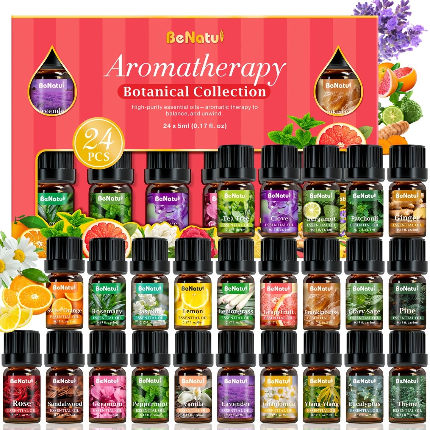 Essential Oil Set for Diffuser Humidifier Candle Making, Woody Coffee Date Night Garden Aroma Botanical Fragrance Oils, Sandalwood Cedarwood Lavender Peppermint Scents, Christmas Valentine Gift 12-24pcs
