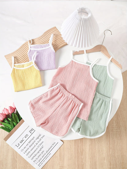 Baby Girl Casual Outfit Set - Sleeveless Summer