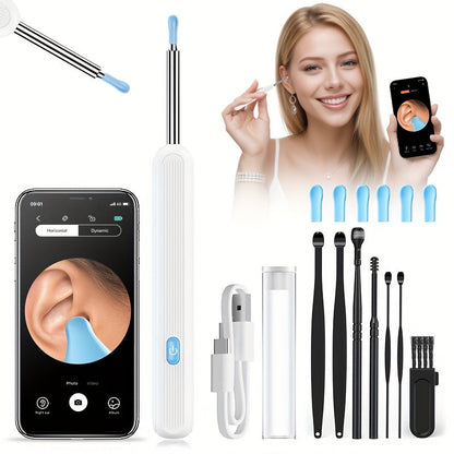 1080P Ear Wax Removal Tool with Camera – Wi-Fi Ear Cleaning Kit with 6 Spoons & Tweezers, Rechargeable, Visual Ear Cleaner for Safe Ear Care at Home