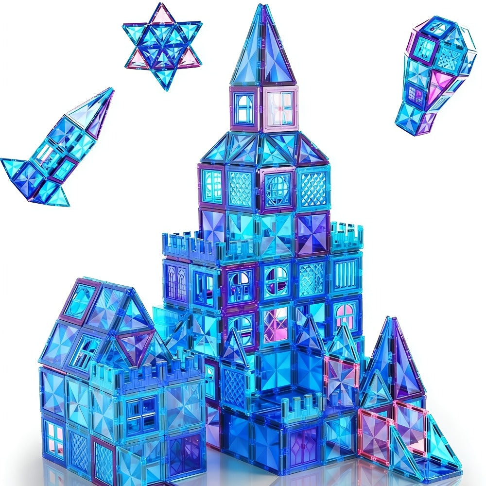 Magnetic Tiles Building Set 32 Pcs – 3D Magnetic Building Blocks STEM Toy for Kids Ages 3-8 Boys Girls Princess Castle Construction Educational Birthday Christmas Gift