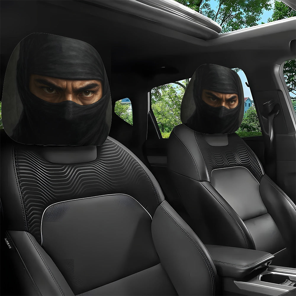 Set of 2 Headrest Covers Featuring a Mysterious Ninja Design, Perfect for Enhancing Your Car'S Interior. These Unfilled Covers Are Suitable for All Vehicles And Are Great for Long Journeys, Road Trips