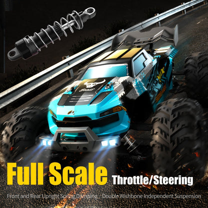 High Speed RC Car 1:16 Scale 4WD 70KM/H Off-Road Drift Racing Vehicle with RC390 Motor, 2.4GHz Remote Control, LED Lights, Head-Up Wheelie, 2 Batteries – All-Terrain Kids & Adult Gift