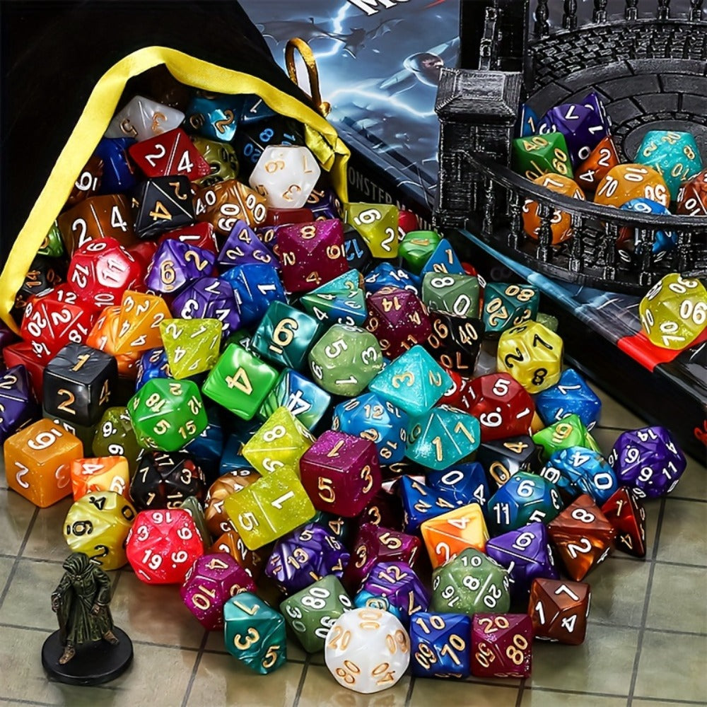 DND Polyhedral Dice Set 25 Sets 175pcs – Double Color D4 D6 D8 D10 D12 D20 for Dungeons & Dragons RPG MTG Tabletop Games, Bulk Dice with Drawstring Bag, 25 Colors