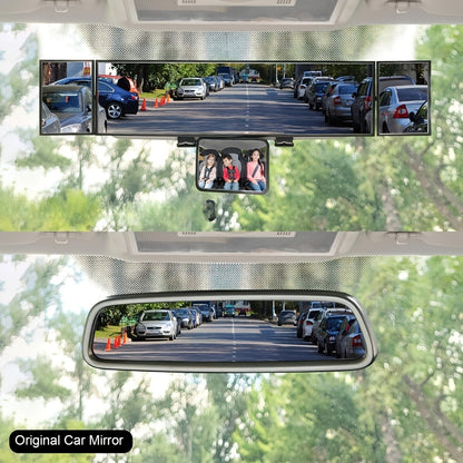 Interior Rearview Mirror 13 Inch – Quadruple-Fold Adjustable Wide Angle Car Mirror with 360° Swivel, Flat Lens, Enhanced Visibility for Safe Driving