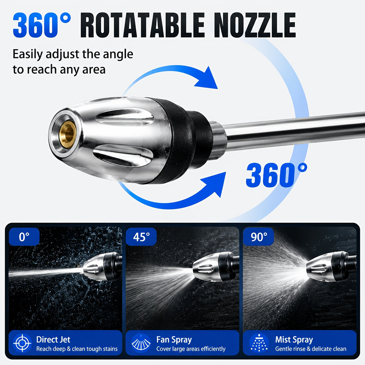 High-Pressure Car Wash Gun with Extended Spray Rod, Durable Hose Nozzle, Adjustable Spray And Leak-Proof Design, Suitable for Washing Trucks/Suvs/Rvs And Cleaning Driveways, Decks, And Gardens, Without Battery