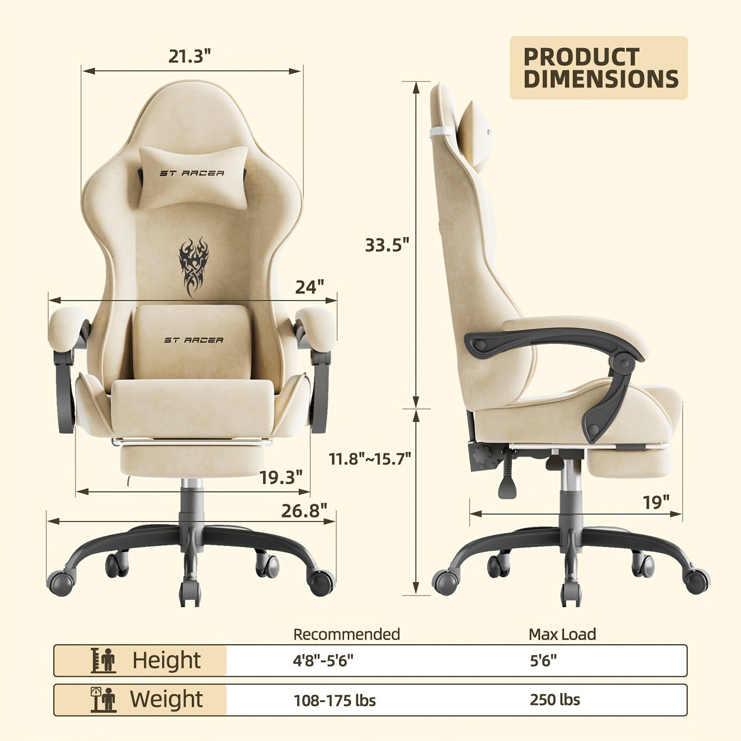 Gaming Chair Ergonomic Esports Chair – Skin-Friendly PU Leather, Thickened Board, Linkage Armrest, Adjustable Footrest & Headrest, Multi-Angle Reclining Office Game Chair, Solid Color, Black or Red