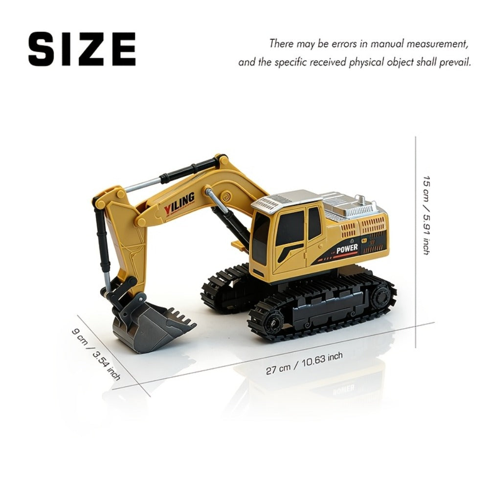 Remote Control Excavator Loader Dump Truck Toy for Kids 2.4GHz Alloy RC Construction Vehicle with Light & Sound, USB Rechargeable, Boys Gift for Halloween Thanksgiving Christmas Birthday Ages 3+