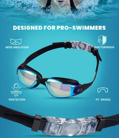 Anti-Fog Swim Goggles 2 Pack for Adults & Youth – Professional Mirrored Pool Goggles with UV Protection, No-Leak Wide View Lens, Adjustable Strap for Men Women Kids Swimmers