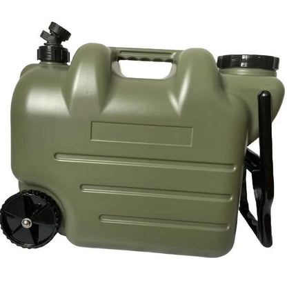 Portable Water Bucket with Wheels and Pull Rod 7.4 Gal 28L Large Capacity PE Square Water Container Collapsible Rolling Water Jug for Outdoor Camping Hiking Picnic Emergency Water Storage