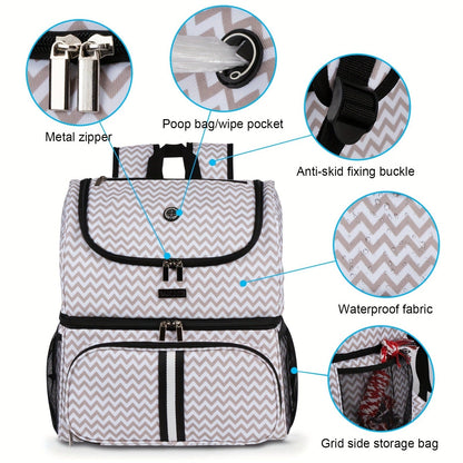 Pet Travel Backpack Double Layer Dog Cat Supplies Bag with 2 Collapsible Bowls 2 Food Baskets Portable Organizer for Outdoor Hiking Camping Road Trip