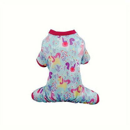 Puppy Clothes Set 4pcs Dog Cat Pajamas Onesie for Small Breeds Boys Girls, Spring Summer Shirts for Chihuahua Yorkshire Terrier Cats, Cute Mixed Color Pet Clothing Bundle, Sizes S M XL