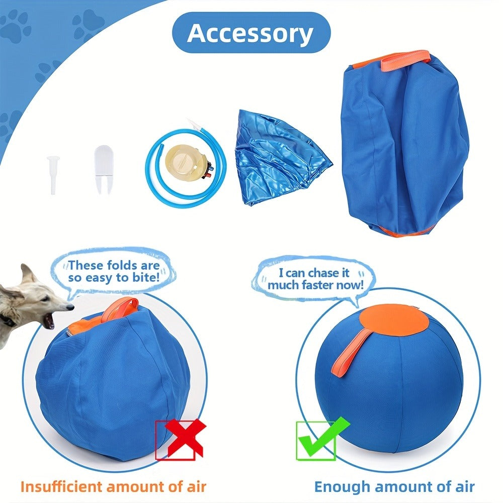 Horse Training Ball 21.7" Anti-Burst Silicone Grazing Ball with Cover & Hanging Belt for Horses Goats Dogs, Large Stable Toy Boredom Buster Ball for Equine Play & Exercise, Blue & Orange