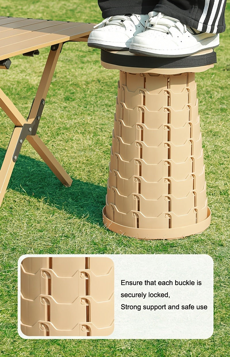 Collapsible Folding Camping Stool 2pcs | Max Load 400lbs Portable Telescopic Stool | Compact Plastic Seat for Travel Camping Hiking Fishing Backyard BBQ | Outdoor Stool Gift for Men Blue