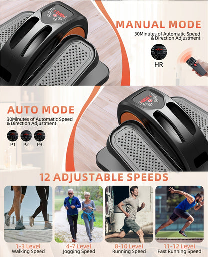 Under Desk Elliptical Machine Fully Assembled Quiet Portable Seated Pedal Exerciser with Remote Control 12 Adjustable Speeds for Home Office Workout Low Impact Leg Exercise Equipment