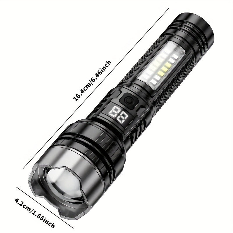 Rechargeable LED Flashlight 2000 Lumens – 2 Pack, 5 Modes, COB Side Light, 200M Beam Range, USB-C Charging, Durable ABS Torch for Camping Emergency Outdoor Use