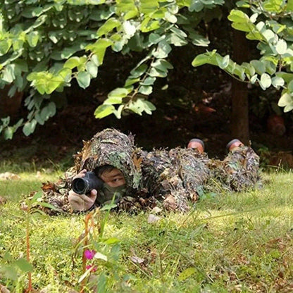 Ghillie Suit 3D Camo Hunting Set – Lightweight Breathable Hooded Camouflage Jacket & Pants for Deer Hunting Sniper Airsoft & Wildlife Photography