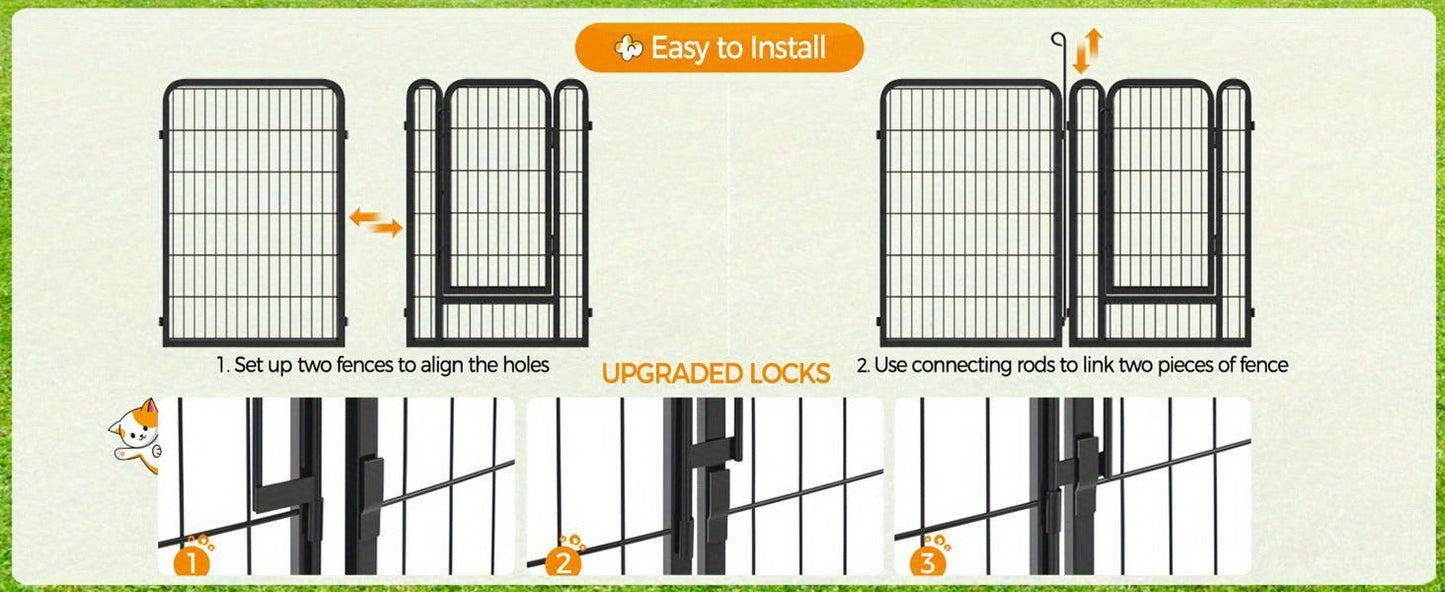 Dog Playpen Heavy Duty Foldable - 8 & 16 Panel Pet Exercise Pen for Large Medium Small Dogs, Portable Indoor Outdoor Puppy Pen for Yard Garden Camping RV, 24"/32"/40" Panel Height