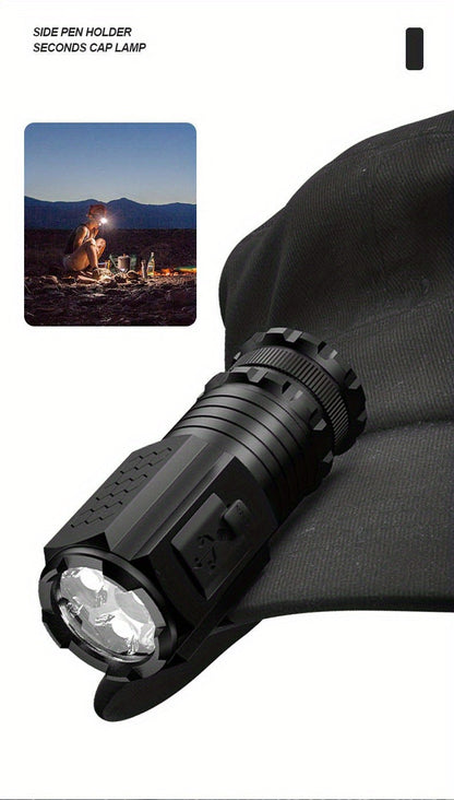 2000 Lumens Mini EDC Flashlight – Rechargeable 18650 Lithium Type-C, 4 Dimming Modes & Turbo, 300M Beam, Compact Pocket Torch for Camping, Hiking & Emergencies (Short/Long, Black/Classic)