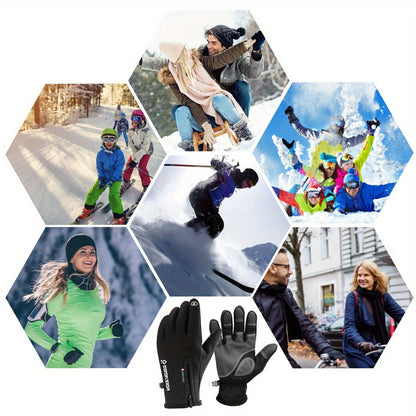 Windproof Knit Gloves for Outdoor Riding & Skiing – 2 Pairs Full-Finger Slip-Resistant Winter Gloves | 100% Polyamide Warm Gloves for Men & Women | S M L XL XXL | Black Gray