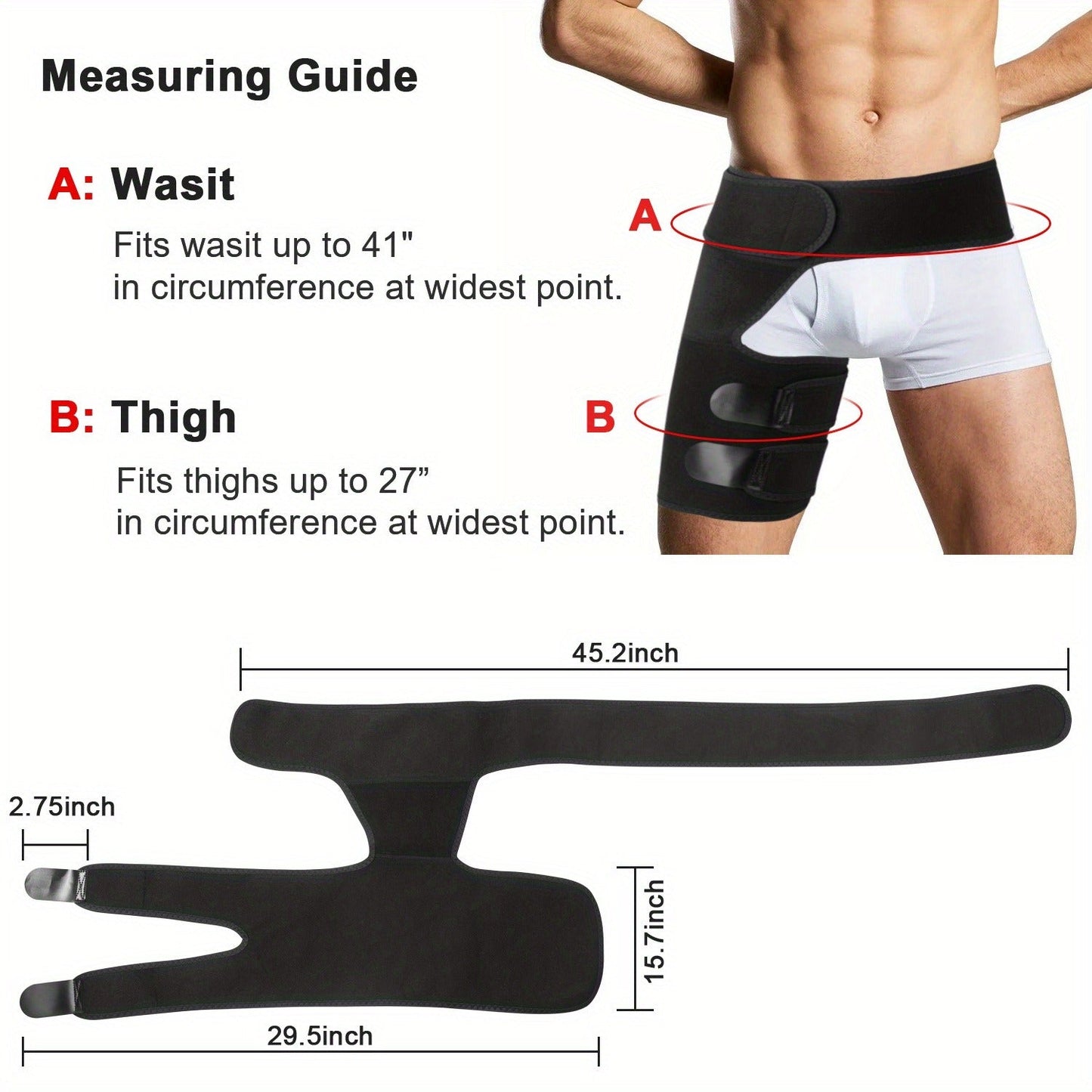 Groin Support Wrap & Thigh Compression Brace for Men & Women – Adjustable Hip Joint Stabilizer for Sciatica, Hamstring & Groin Injury Recovery, Gym & Sports Use