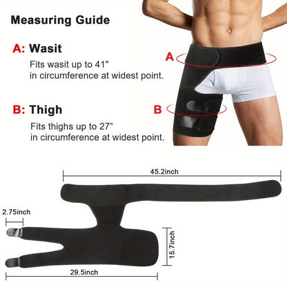 Groin Support Wrap & Thigh Compression Brace for Men & Women – Adjustable Hip Joint Stabilizer for Sciatica, Hamstring & Groin Injury Recovery, Gym & Sports Use