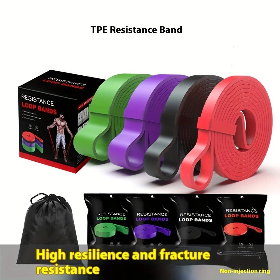 Resistance Bands Set 4-Pack – TPE Pull-Up Assist Bands 15-125 lbs, Multi-Functional Exercise Loop Bands for Muscle Training, Yoga, Body Shaping, Stretching & Home Gym Workouts, Unisex Fitness Gift