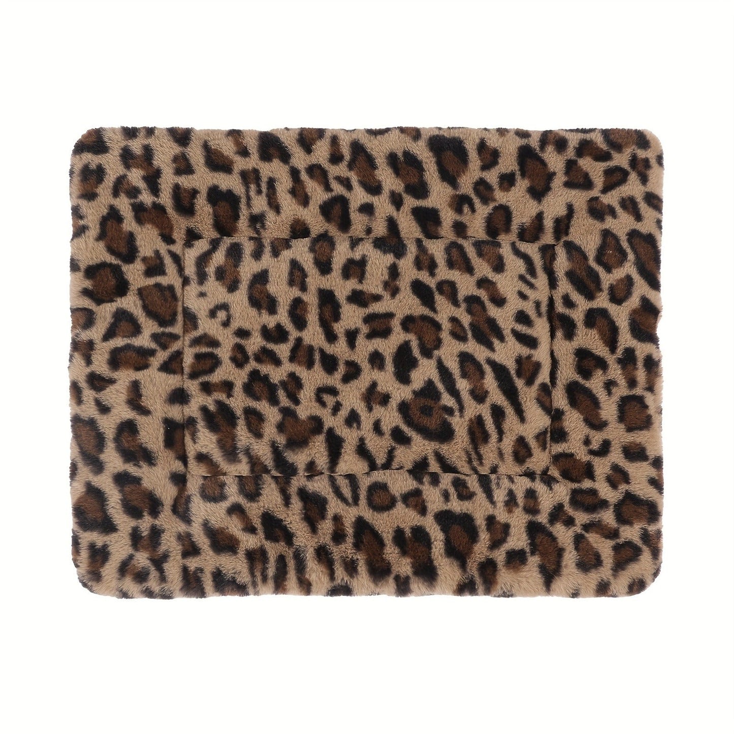 Reversible Plush Pet Mat Leopard Print Fleece Soft Warm Dog Cat Bed Pad Anti-Slip Machine Washable for Crate Car Sofa Floor Small Medium Large Breeds S M