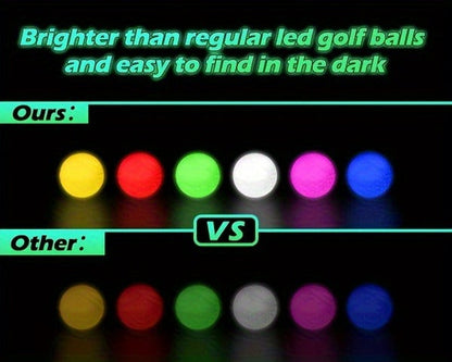 LED Golf Balls Glow in the Dark – 6 Pack Multi-Color Light Up Golf Balls for Night Play, Impact Activated, 40Hr Battery, Fun Gift for Men Women Beginners