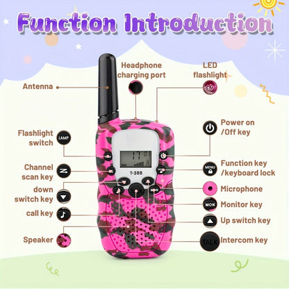 FRS Walkie Talkies 22 Channel 3 Mile Range VOX 99 Privacy Codes Kids Family Two Way Radio for Camping Hiking Cycling Outdoor