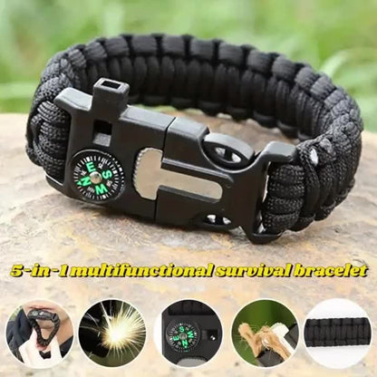 Paracord Survival Bracelet 2-Pack – 5-in-1 Tactical Emergency Bracelet with Fire Starter, Compass, Loud Whistle & Scraper, Outdoor Gear for Hiking, Camping, Fishing, Hunting & Survival Kit