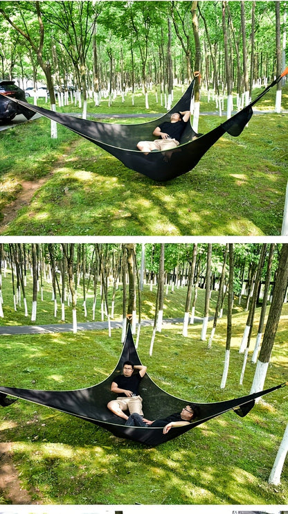 Outdoor Triangle Hammock Multi-Person – Large Aerial Tree Tent, Mesh Swing Camping Hammock for Backyard, Camping & Relaxing – Durable Hanging Hammock for Adults & Kids