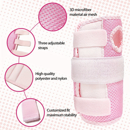 Wrist Brace with Double Splint Support & Triple Compression – 1 Pair Breathable Hook-and-Loop Wrist Guard for Sports, Daily Wear & Injury Recovery, Unisex, Pink / Rose Red / Blue