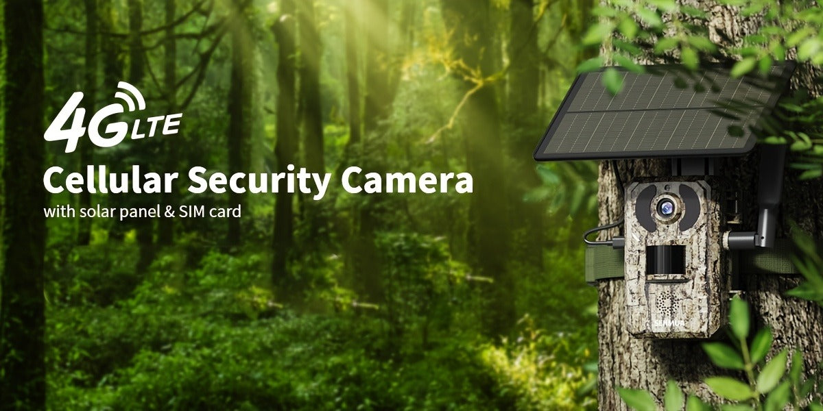 Solar Powered Trail Camera 4K Cellular - 4G LTE No WiFi, 0.2s Trigger, 82ft Night Vision, 120° Wide Angle, Built-in SIM Card for Hunting & Wildlife