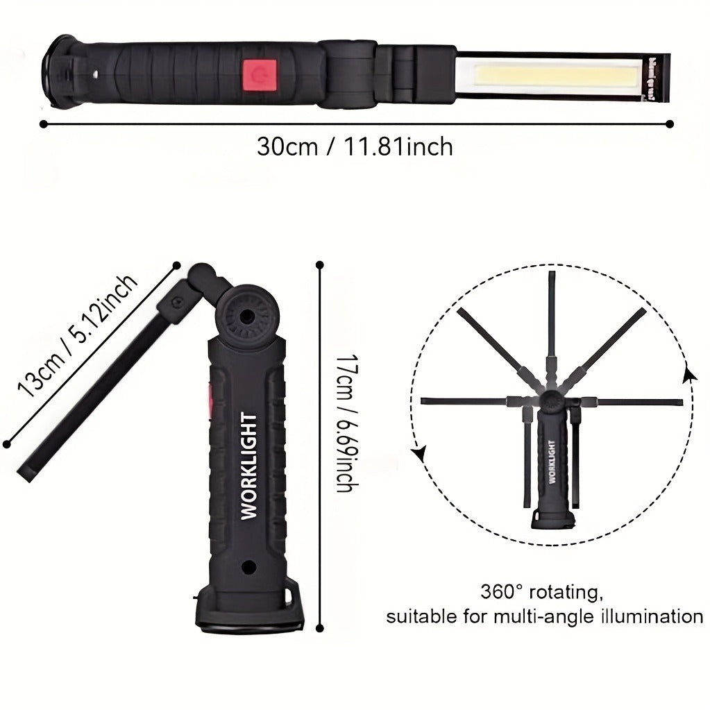COB LED Work Light, 1000 Lumen Rechargeable Portable Hanging Camp Lamp with Built-In Battery, 200M Range for Camping, Yard, Party & Vehicle Maintenance – 2/4/6/8/10 Pack