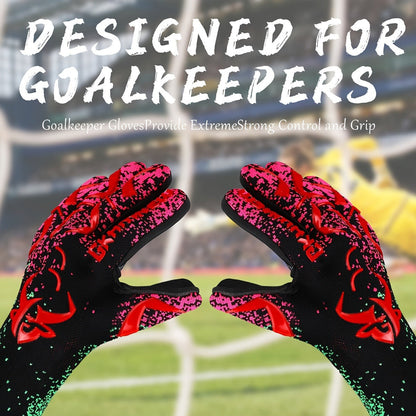 Soccer Goalkeeper Gloves Strong Grip Breathable Sizes 6-10 with Carry Bag