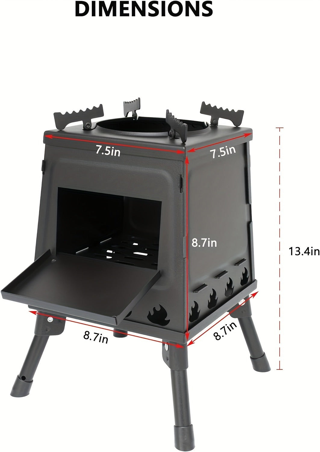 Wood Burning Campfire Stove – Heavy Duty Outdoor Camp Stove with Sturdy Legs & Air Vents for Hiking Backpacking Picnic BBQ Travel