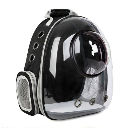 Space Capsule Pet Backpack Carrier for Cats & Small Dogs - Portable Double Shoulder Bag with Bubble Window, Breathable Lightweight Travel Backpack for Pets, Hands-Free Cat Carrier Bag, Black