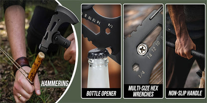 Tactical Tomahawk Axe 2-Pack – Camping Hatchet with Spike, Hammer, Bottle Opener, Hex Wrench & Sheath | Survival Axe for Hiking Trekking Bushcraft