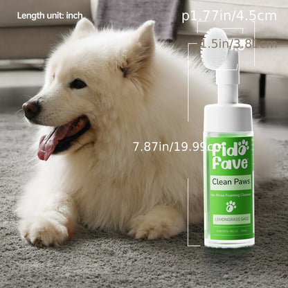 Dog Paw Cleaner No-Rinse with Soft Brush - pH Balanced Paw Wash for Dogs & Cats, 5oz Gentle Grooming Cleanser in Lavender Chamomile, Lemongrass Sage & Fragrance-Free