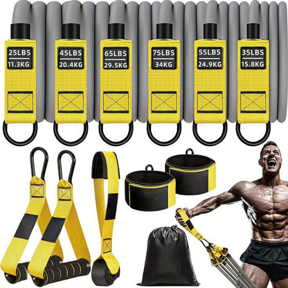 300lb Resistance Band Set – 6 Levels 25-75lb, Handles, Door Anchor & Ankle Straps – Heavy Duty Home Gym Kit for Full Body Strength Training, Muscle Building & Toning