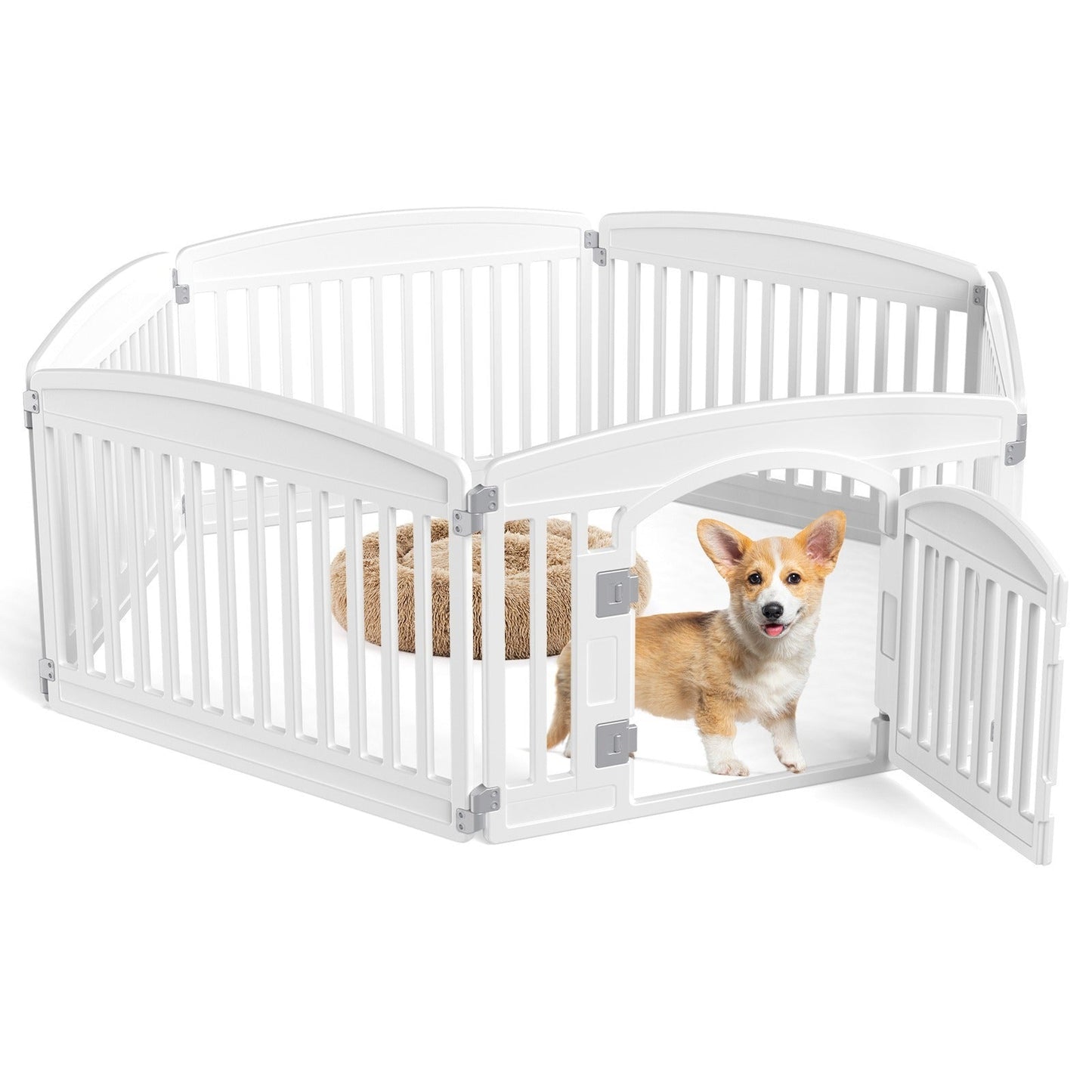 Foldable Dog Playpen & Indoor Outdoor Pet Fence – Portable, Easy to Clean, 4-Panel & 6-Panel, White & Black