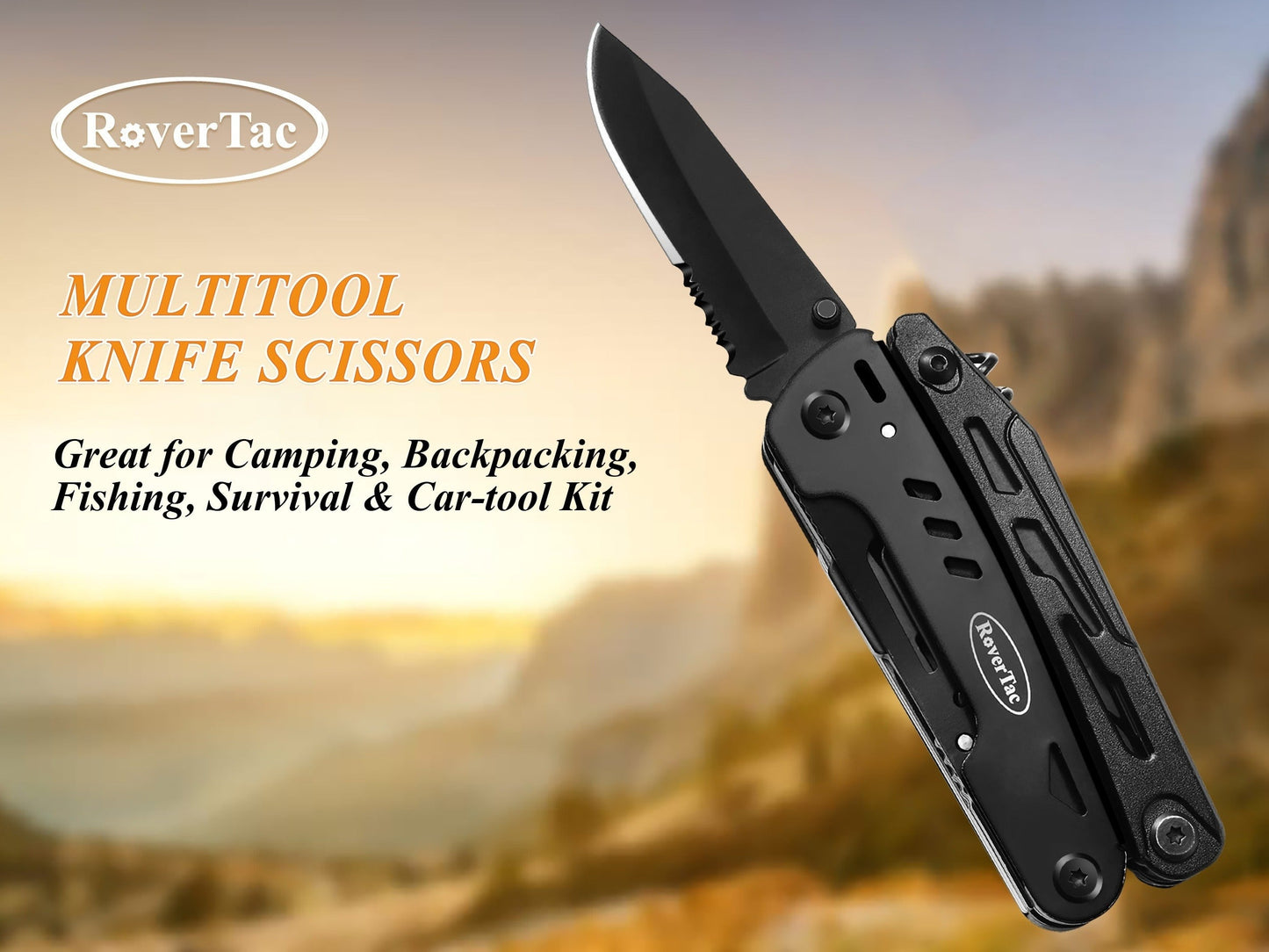 18-in-1 Stainless Steel Multitool Pocket Knife – Pliers, Scissors, Saw, Corkscrew & 9 Screwdrivers with Safety Lock & Nylon Sheath – EDC Multi-Tool for Camping, Hiking & Survival