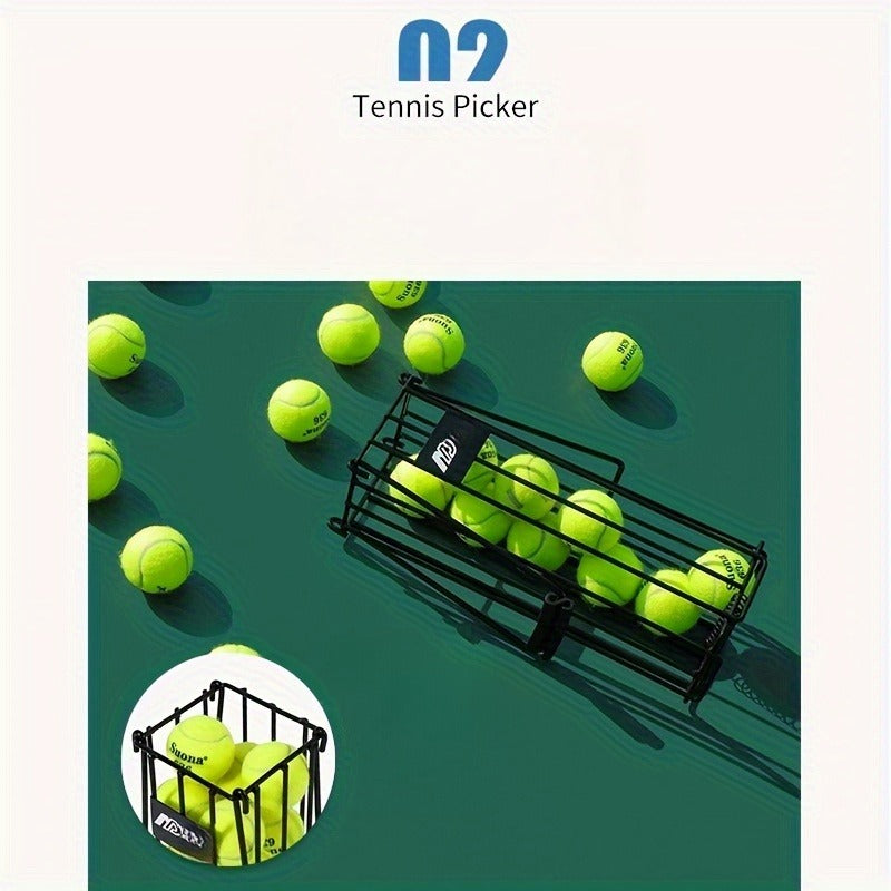 Tennis Ball Picker Up Tube - Stainless Steel Quick-Release Portable Ball Retriever for Tennis Pickleball Training, No-Bend Ball Collector Hopper for Court Home Backyard Practice, Holds 18-20 Balls