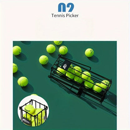 Tennis Ball Picker Up Tube - Stainless Steel Quick-Release Portable Ball Retriever for Tennis Pickleball Training, No-Bend Ball Collector Hopper for Court Home Backyard Practice, Holds 18-20 Balls