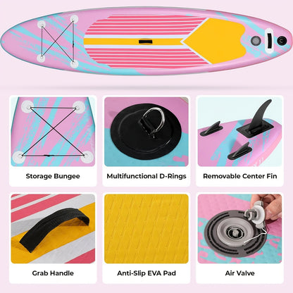 Stand Up Paddle Board 10ft 350lbs Inflatable SUP 3 Fins EVA Non-Slip Deck 12-15PSI Alloy Paddle Hand Pump Repair Kit Carrying Bag for Beginners All Skill Levels
