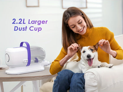 Pet Grooming Vacuum Kit 8-in-1 with 12000Pa Suction – Dog & Cat Hair Vacuum for Shedding, 6 Grooming Tools, 74oz Dust Cup, Low Noise, 3 Suction Levels, No Battery Required