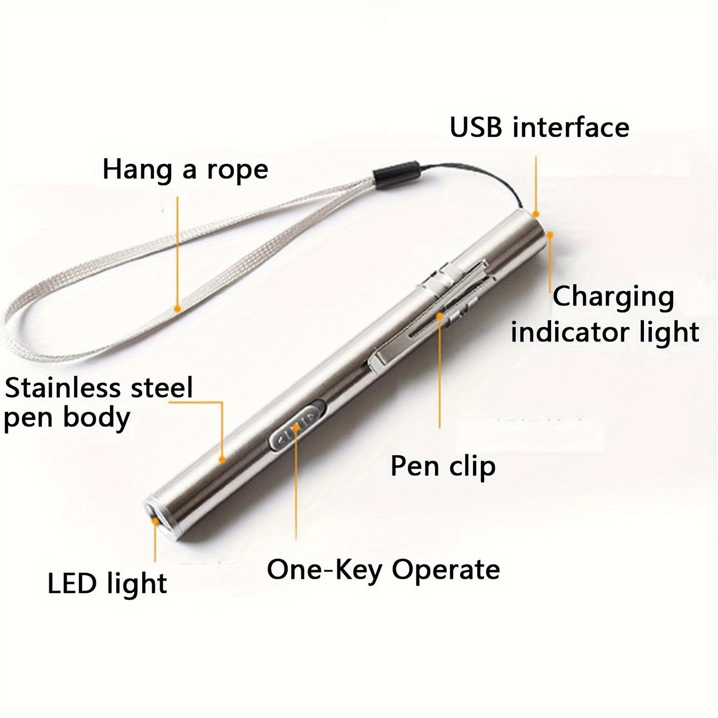 Tactical Pen Light 5 Pack USB Rechargeable 400 Lumen Mini LED Penlight Pocket Flashlight for Nurses Camping Outdoor EDC