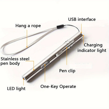 Tactical Pen Light 5 Pack USB Rechargeable 400 Lumen Mini LED Penlight Pocket Flashlight for Nurses Camping Outdoor EDC