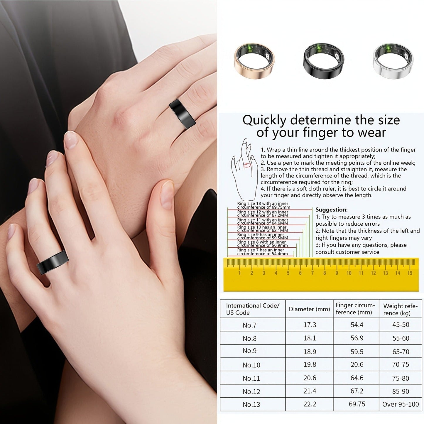 Smart Ring Fitness Tracker – IP68 Waterproof Health Monitor